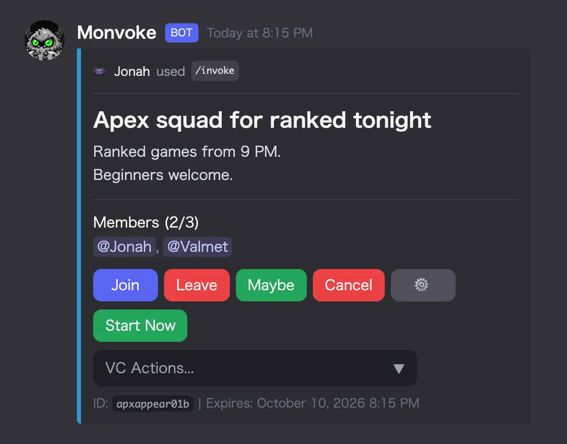 The same Apex group posted as text, with a blue line on the left edge
