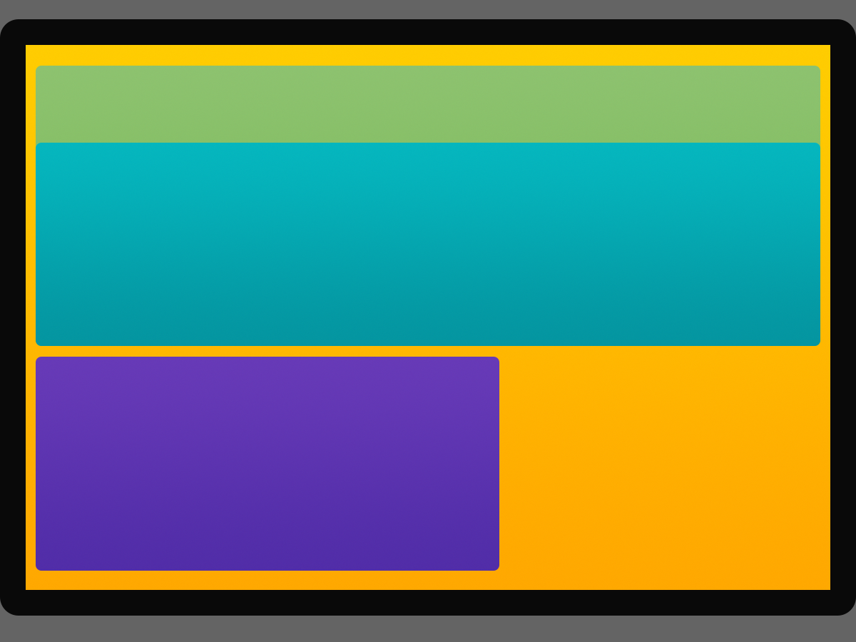 Template showing the recruitment image layout with color-coded areas (without title). The title area is shown in green, indicating that the description area extends upward into it
