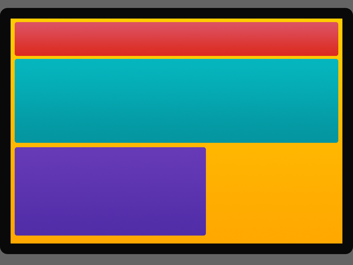 Template showing the recruitment image layout with color-coded areas (with title). Inside the black frame, a yellow background area contains a red title area at the top, a cyan description area below it, and a purple member icon area at the bottom left